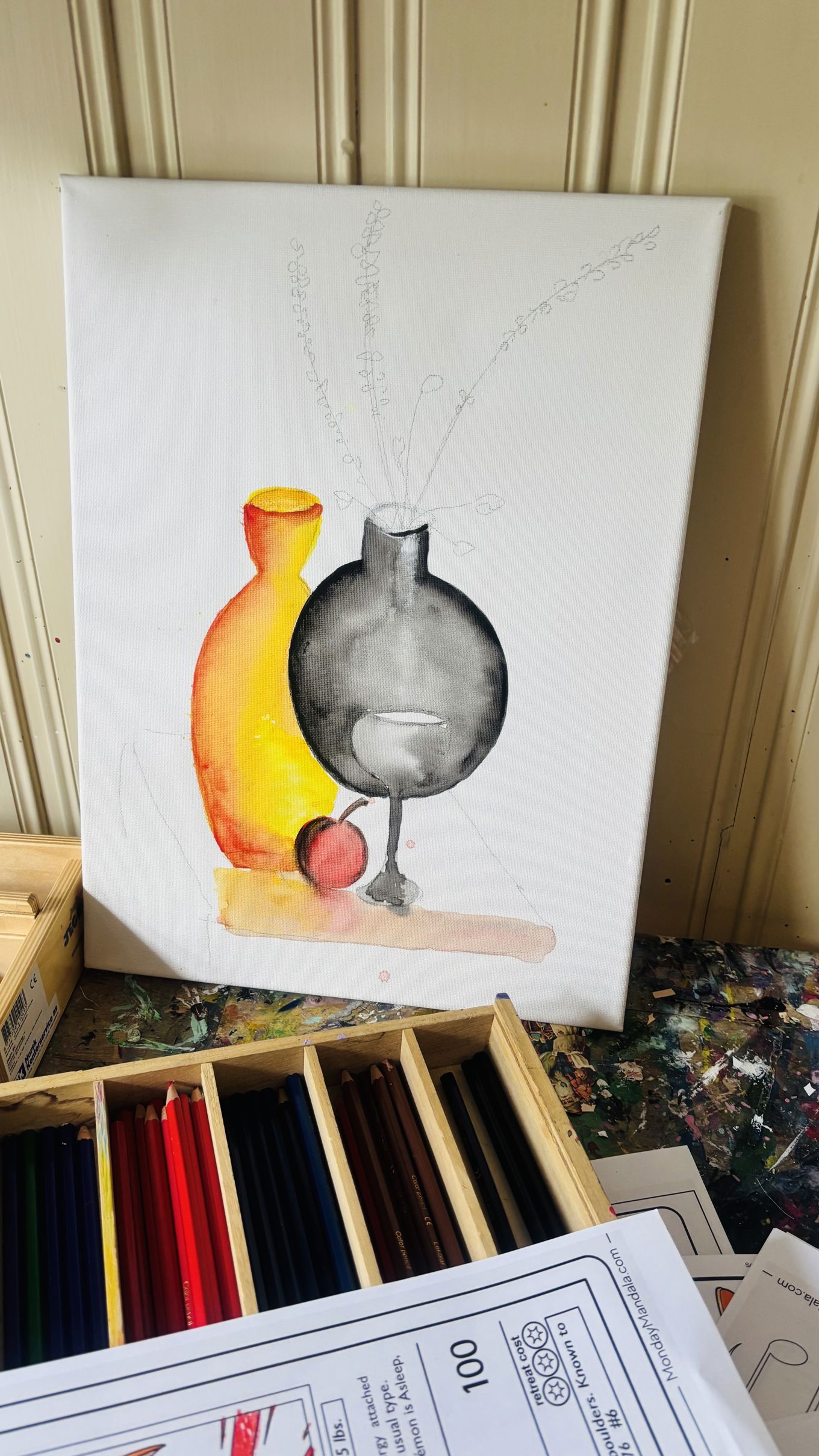 En tegning av en fugl på et stykke papir